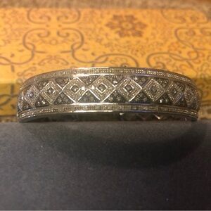 Beautiful cuff bracelet. Sterling silver with diamonds.